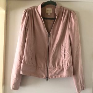 Silence + Noise pink faux suede moto jacket